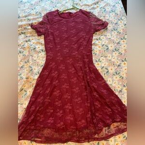 Elegant Burgundy Lace Dress